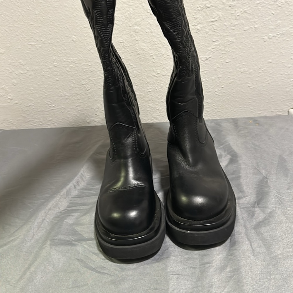 Jeffrey Campbell Black Over-the-Knee Embossed Leather Boots - Picture 3 of 14